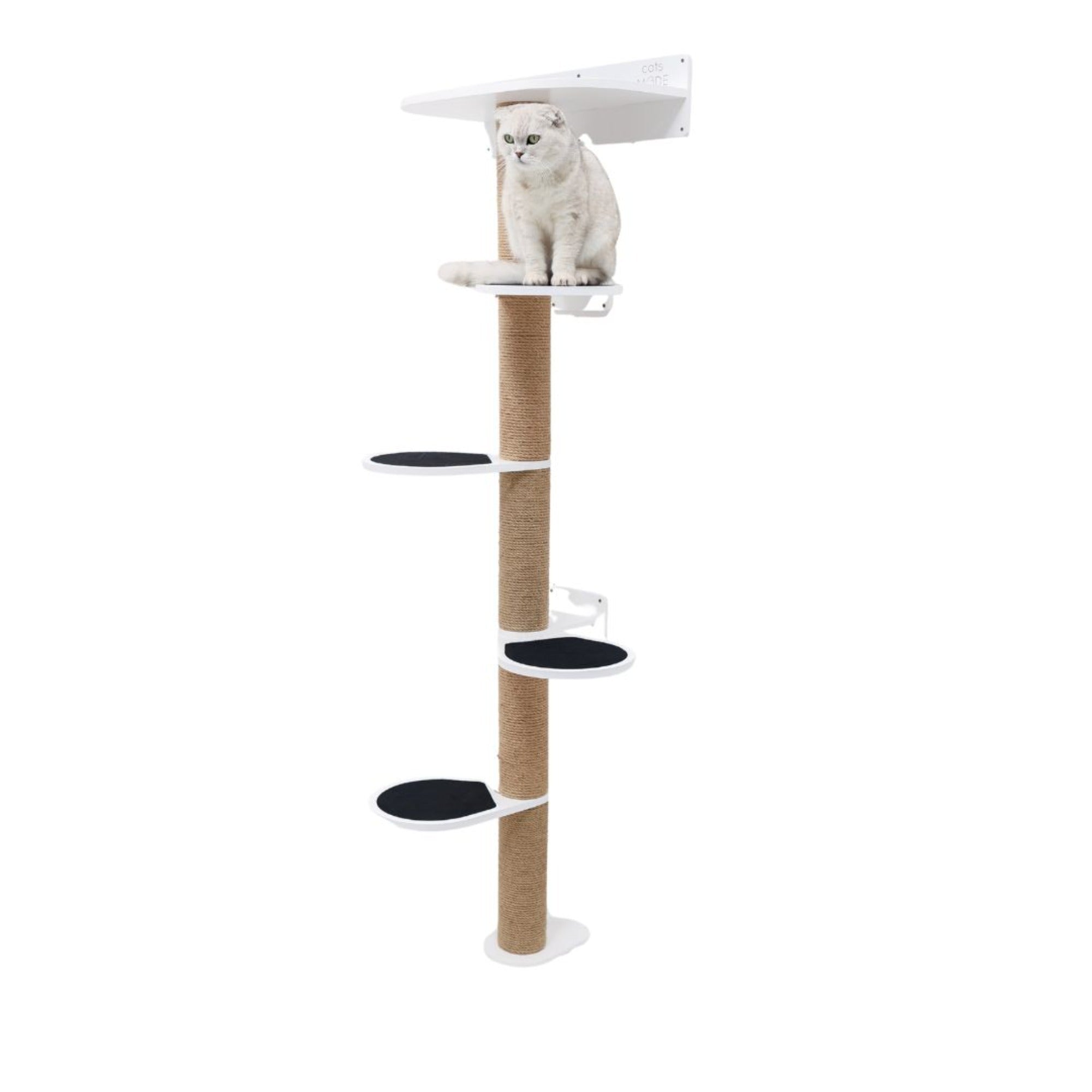 Large Cat Tree – White, Multi-Level with Beds and Scratching Posts
