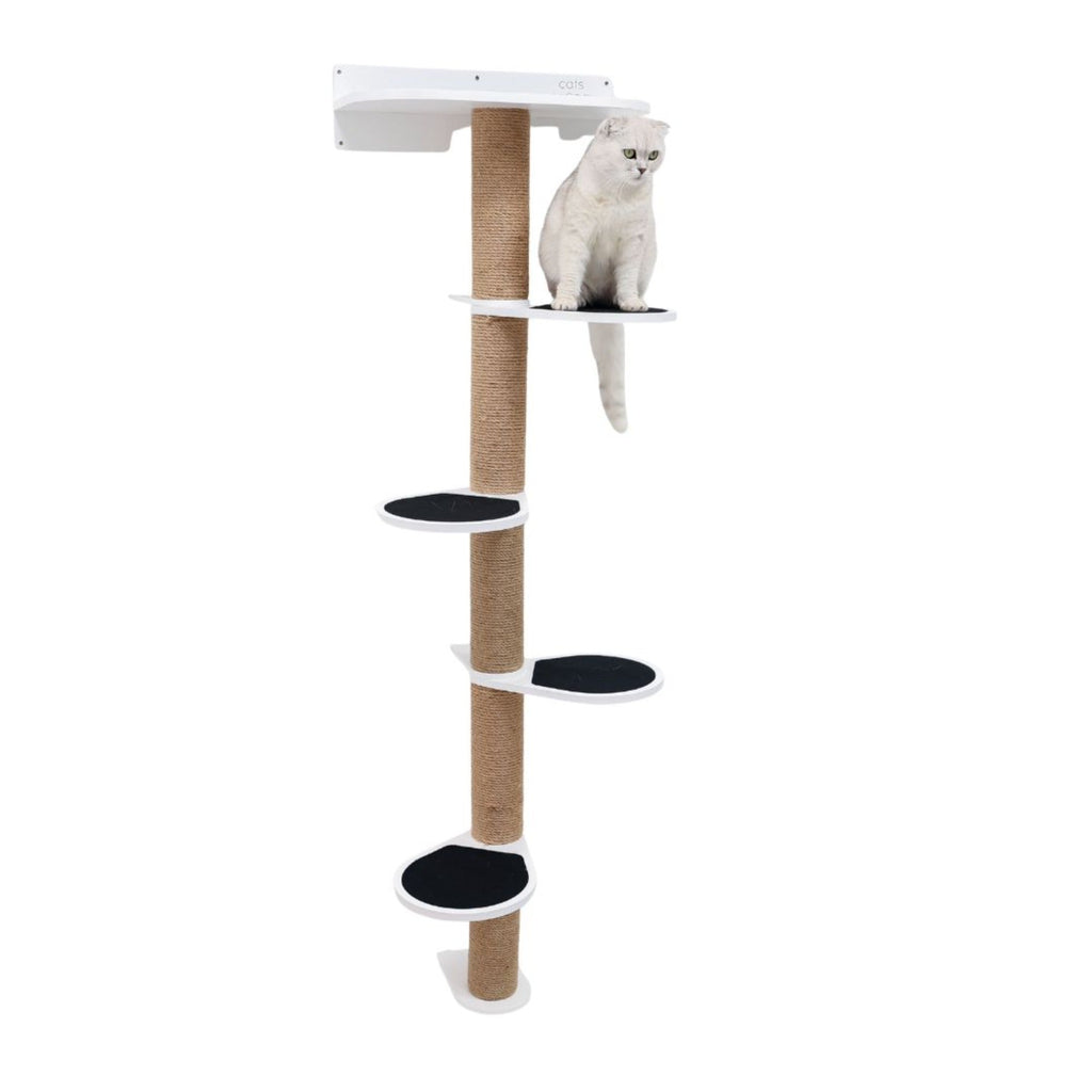 Large Cat Tree – White, Multi-Level with Beds and Scratching Posts