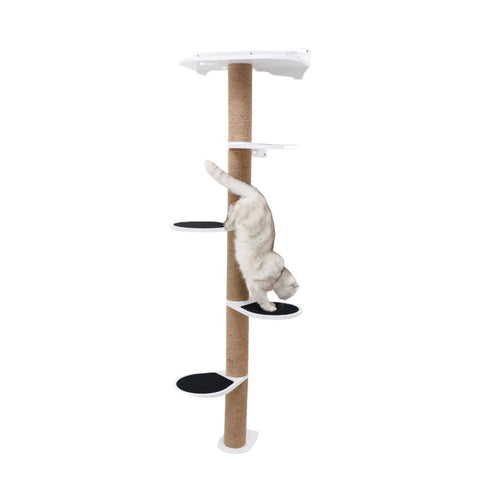 Large Cat Tree – White, Multi-Level with Beds and Scratching Posts