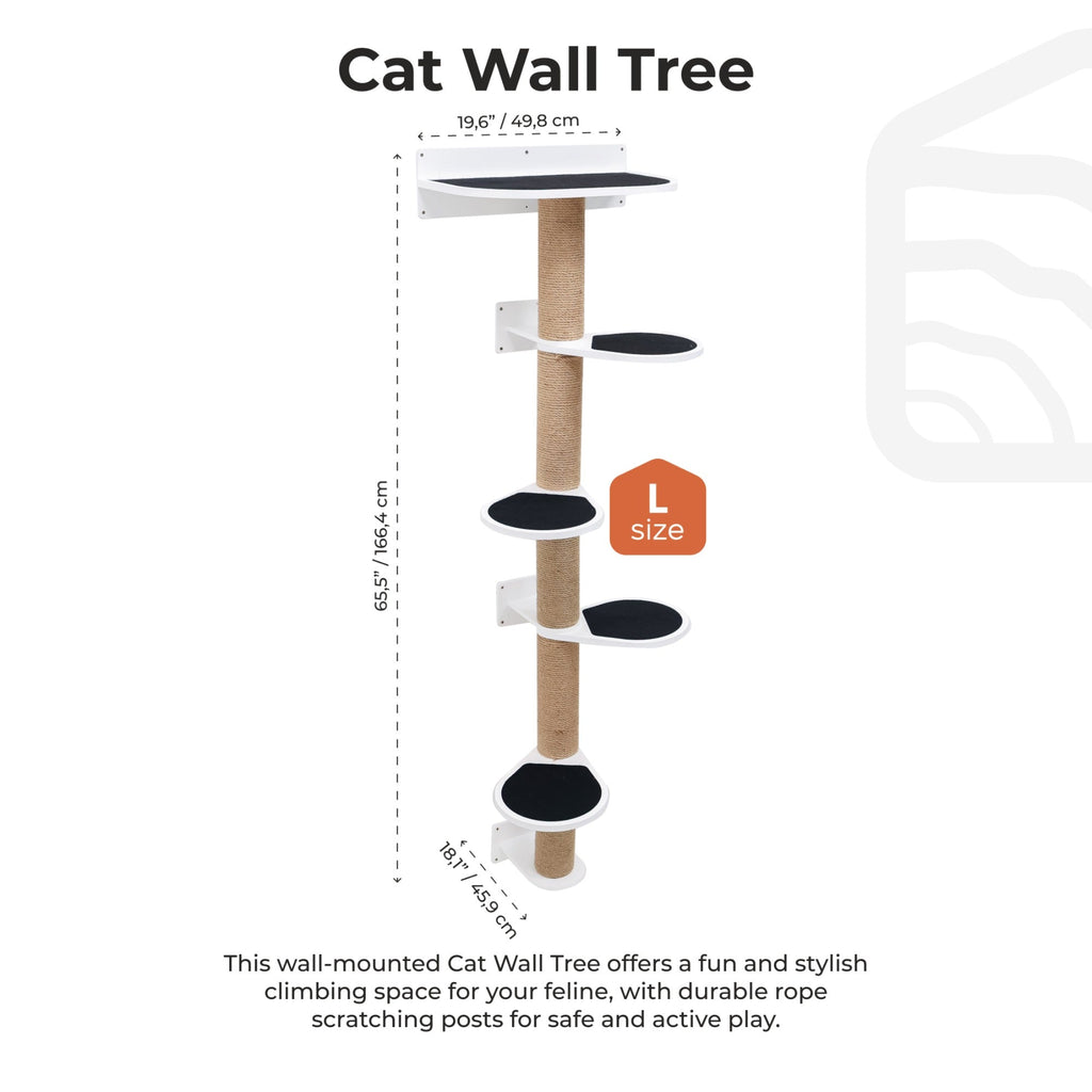Large Cat Tree – White, Multi-Level with Beds and Scratching Posts