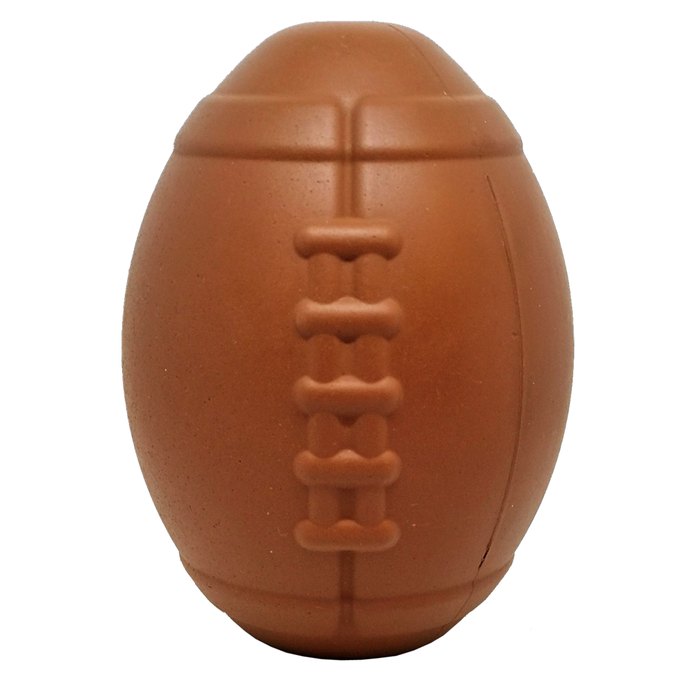 Football-Shaped Natural Rubber Dog Chew Toy & Treat Dispenser, Brown
