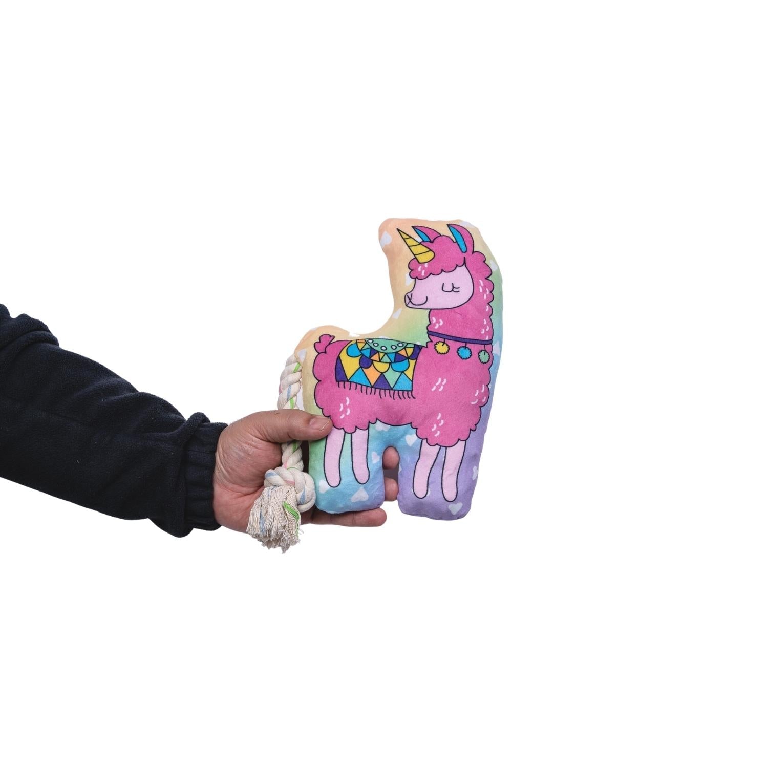 Magical Llama Large Plush Dog Toy with Squeaker and Crinkle Paper