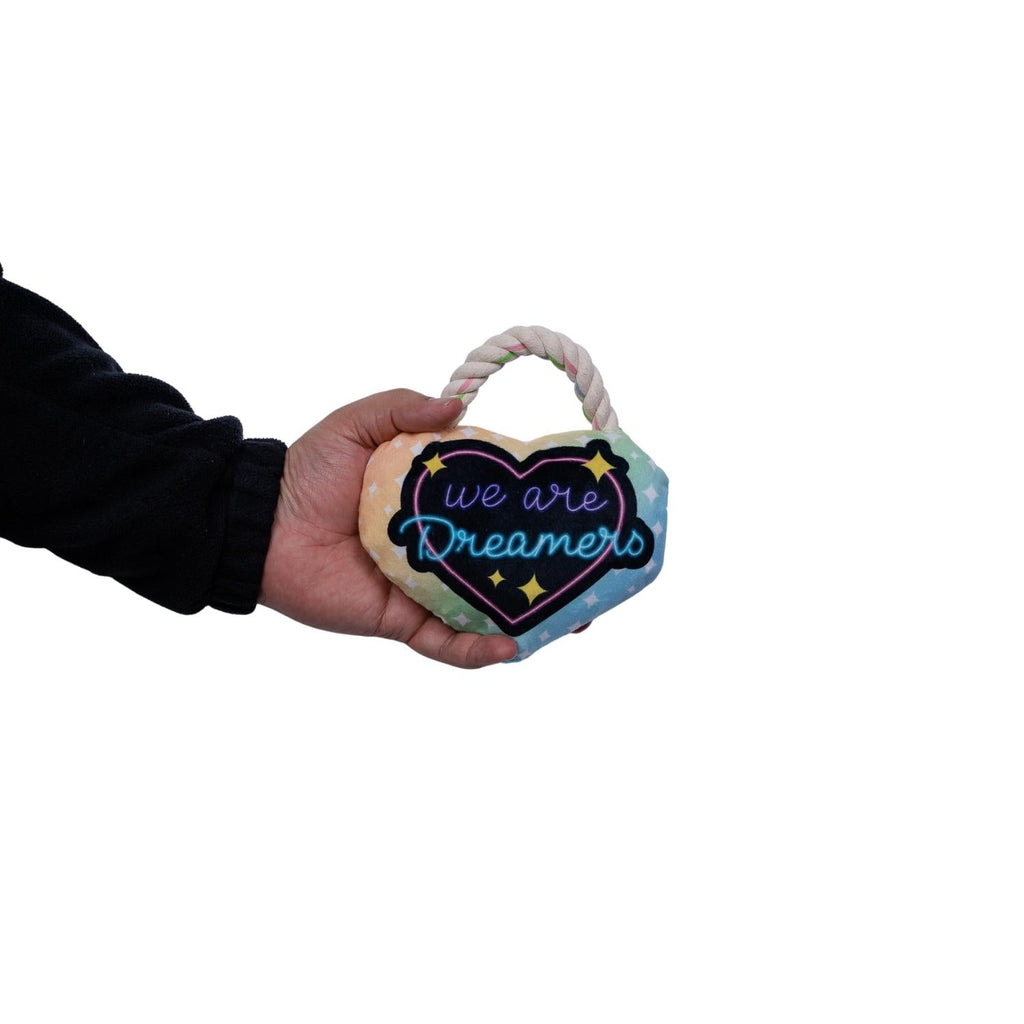 Heart Plush Dog Toy with Squeaker and Crinkle Paper