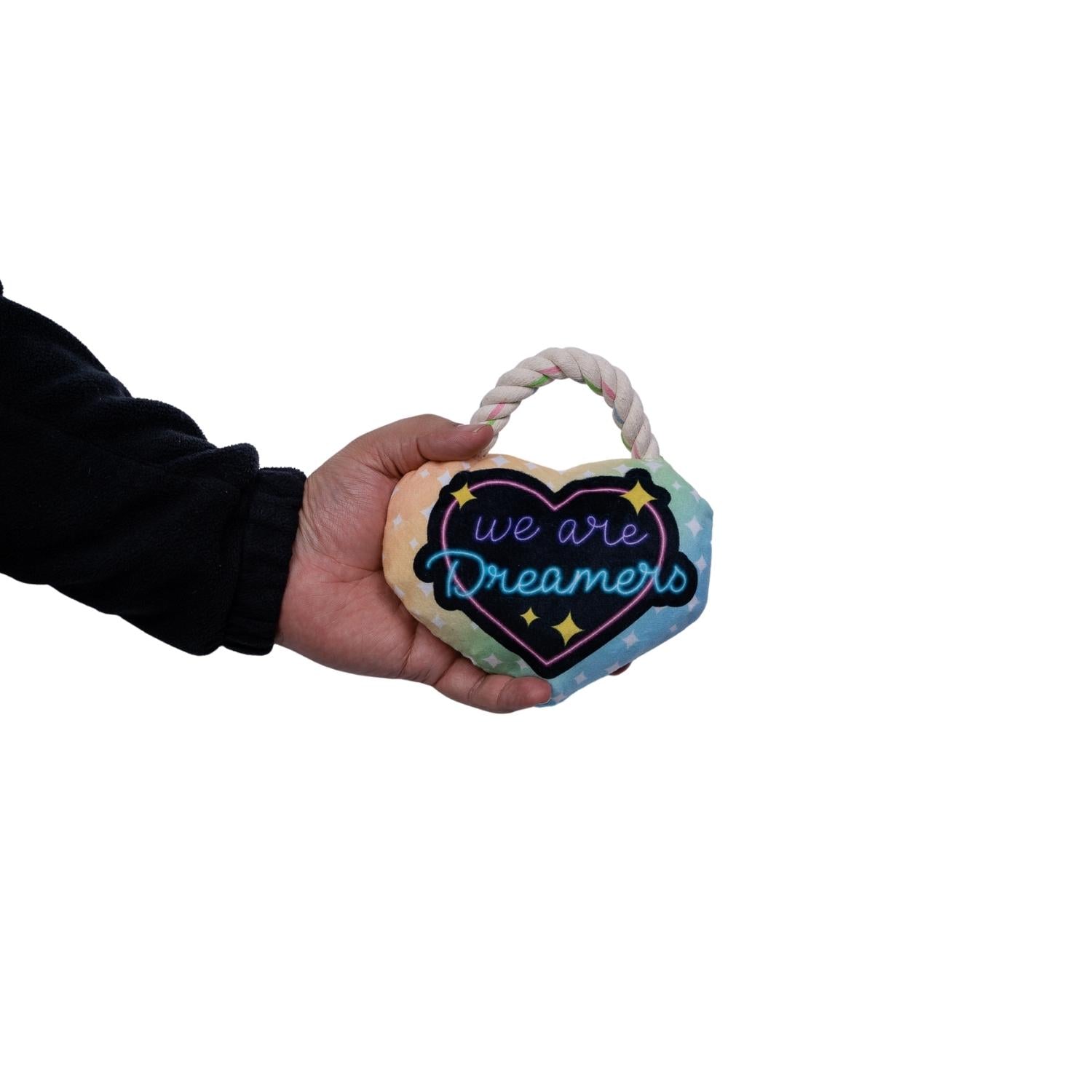 Heart Plush Dog Toy with Squeaker and Crinkle Paper