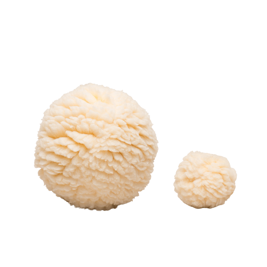HuggleFleece Ball Plush Dog Toy – Synthetic Lambswool, Small or Large