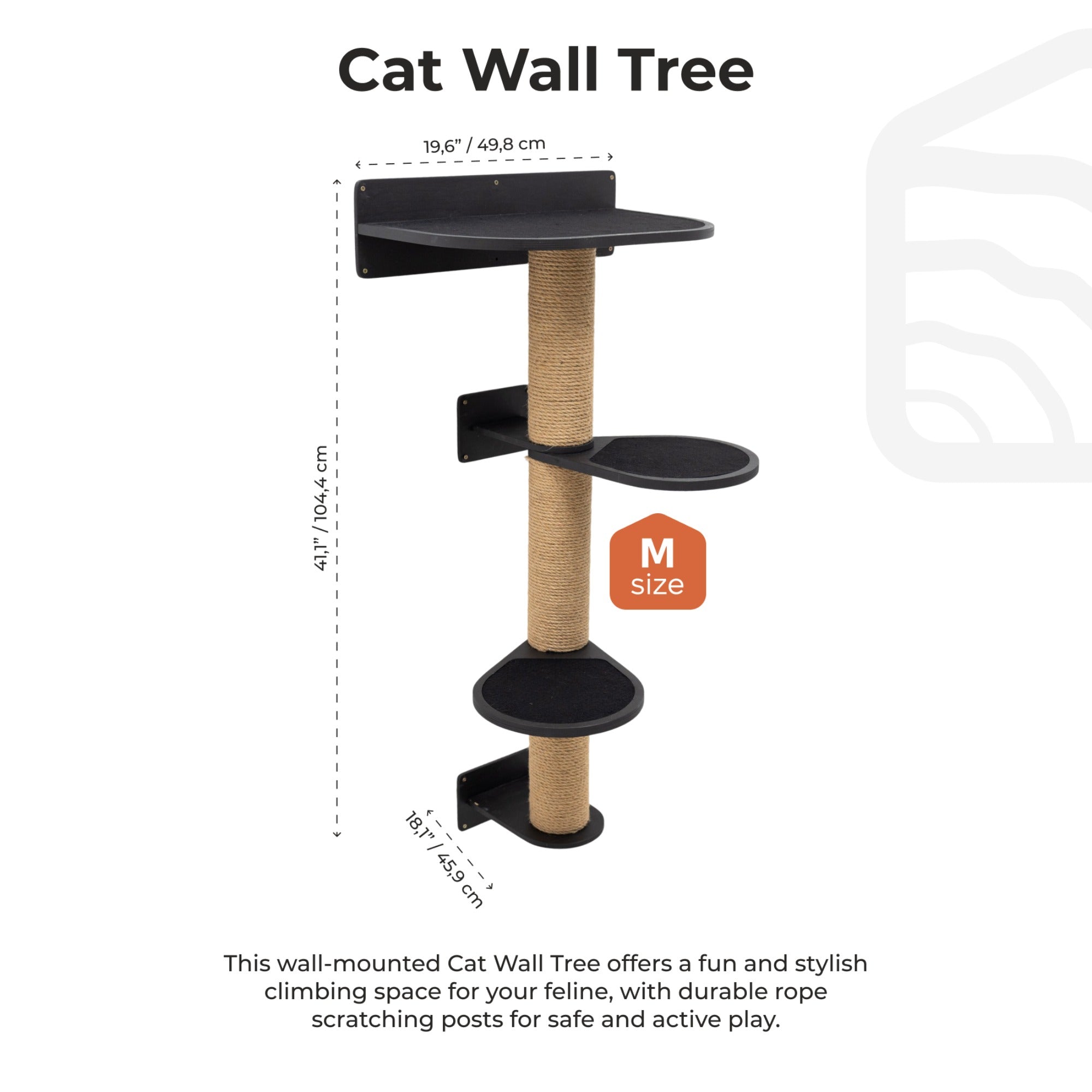 Medium Cat Tree – Black, Plywood and Sisal