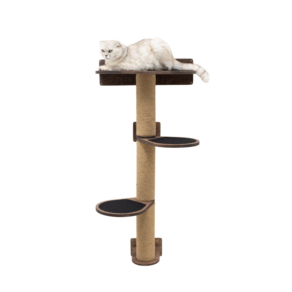 Medium Cat Tree – Dark Walnut, Plywood & Felt