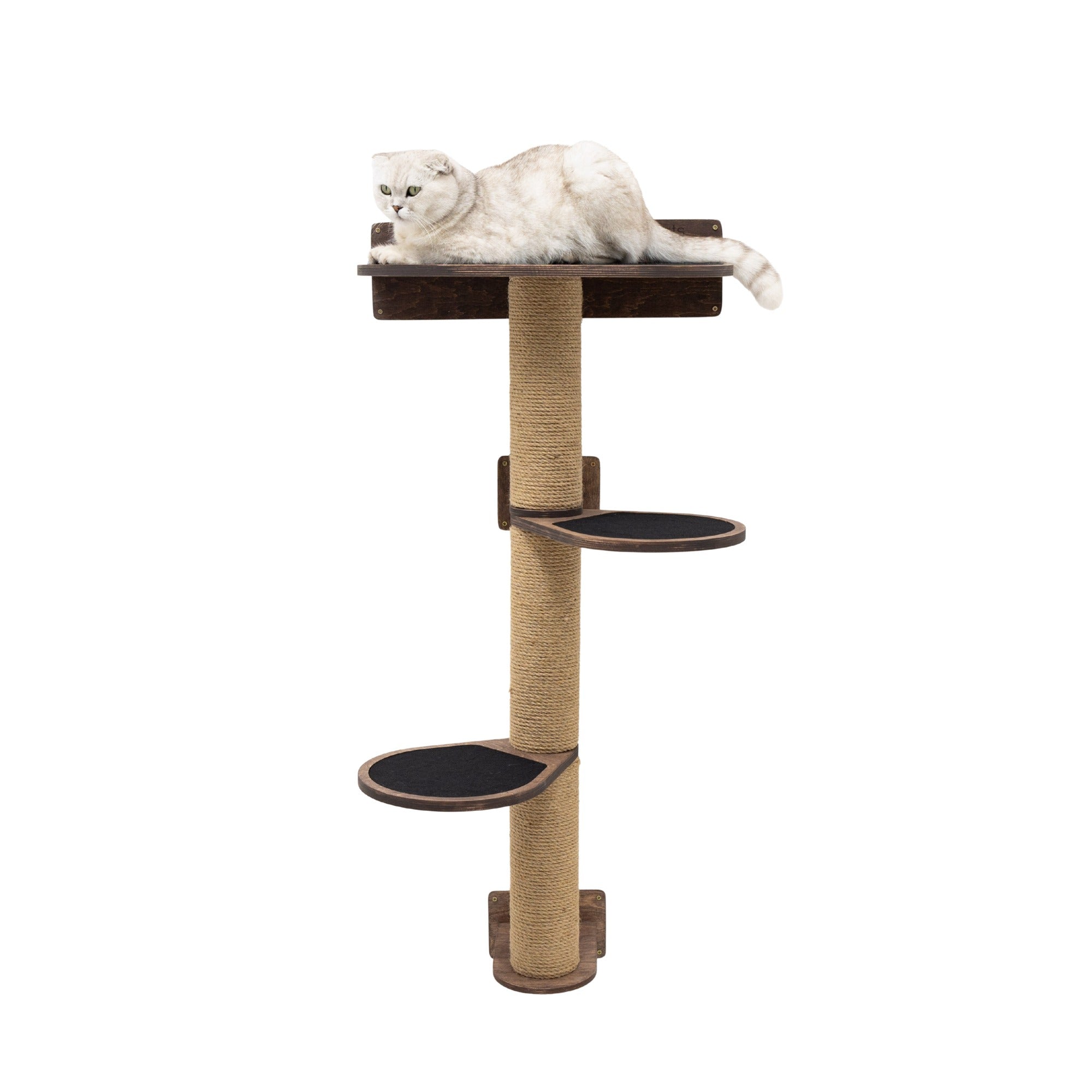 Medium Cat Tree – Dark Walnut, Plywood & Felt