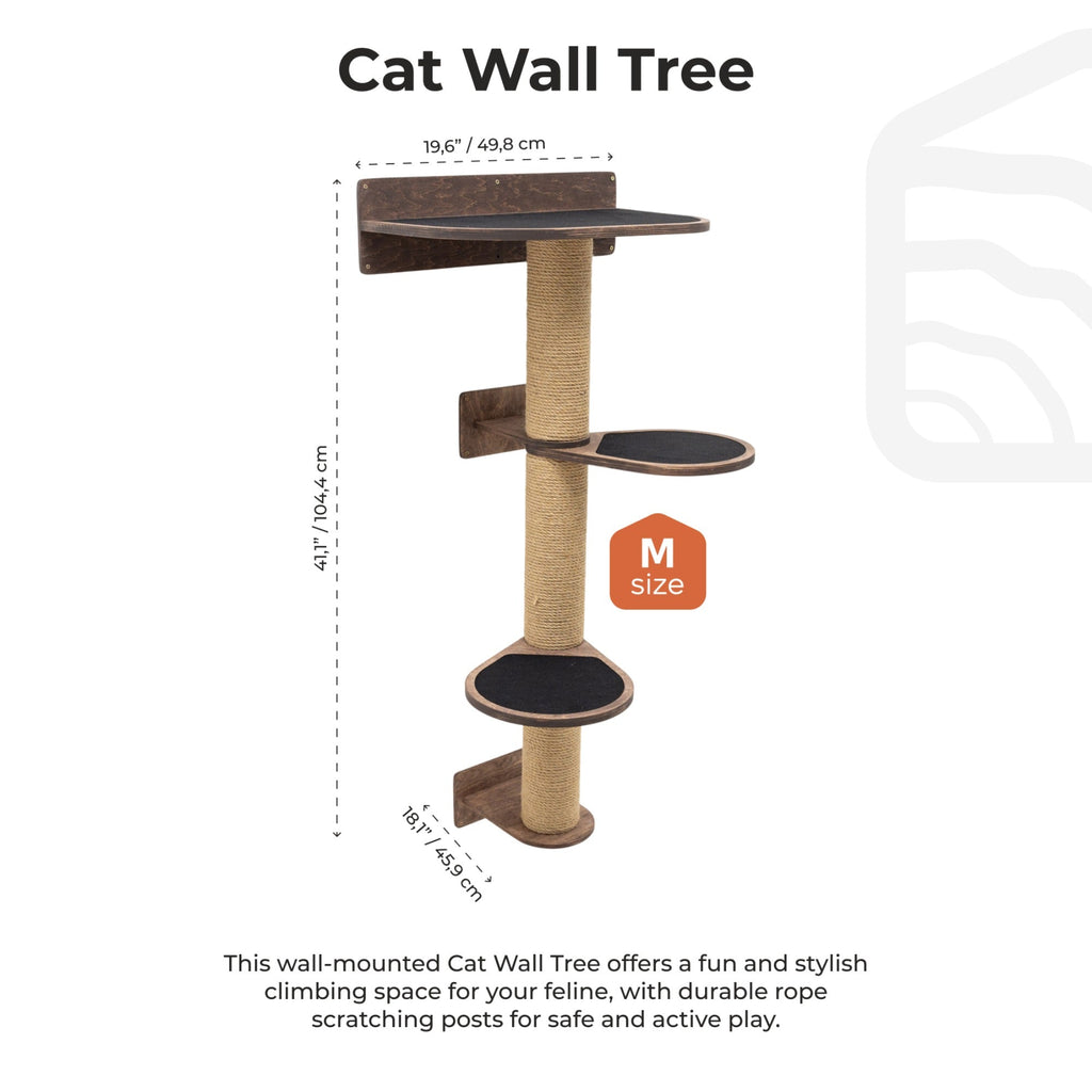 Medium Cat Tree – Dark Walnut, Plywood & Felt