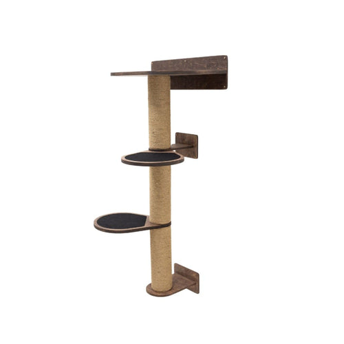 Medium Cat Tree – Dark Walnut, Plywood & Felt