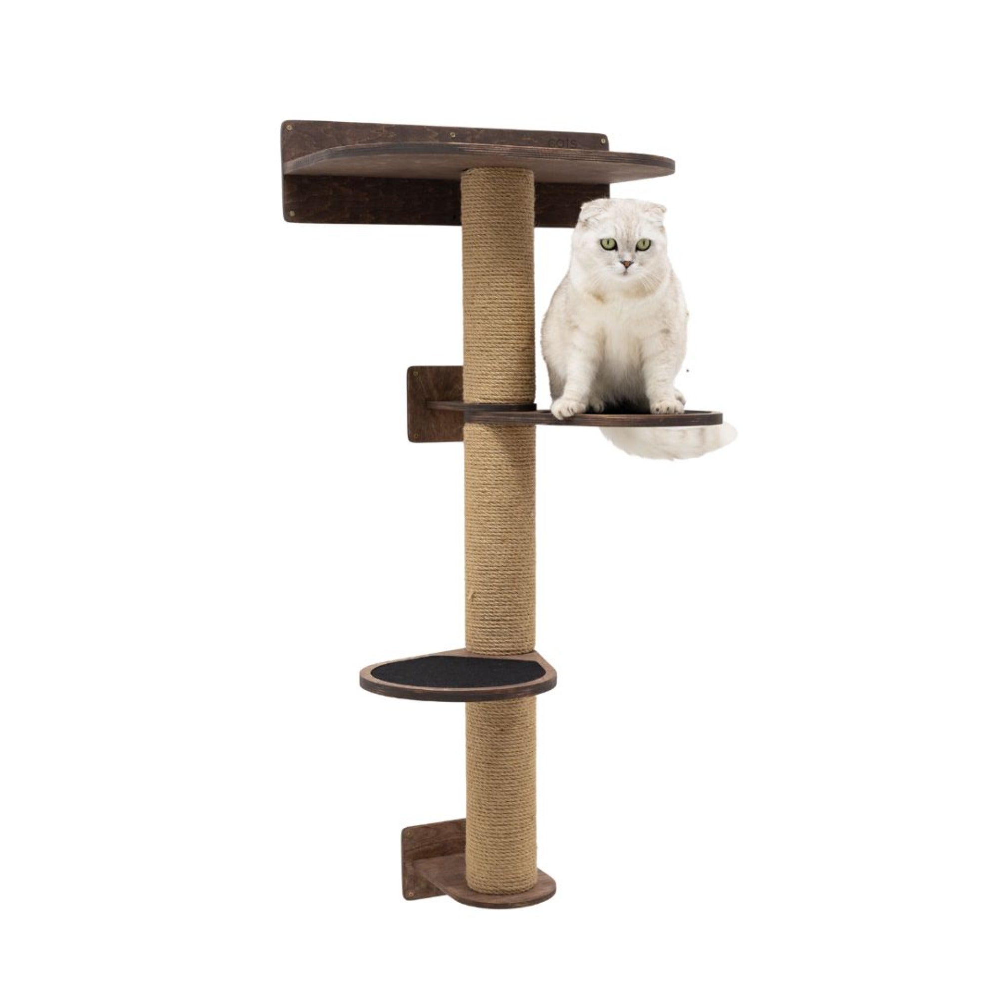 Medium Cat Tree – Dark Walnut, Plywood & Felt