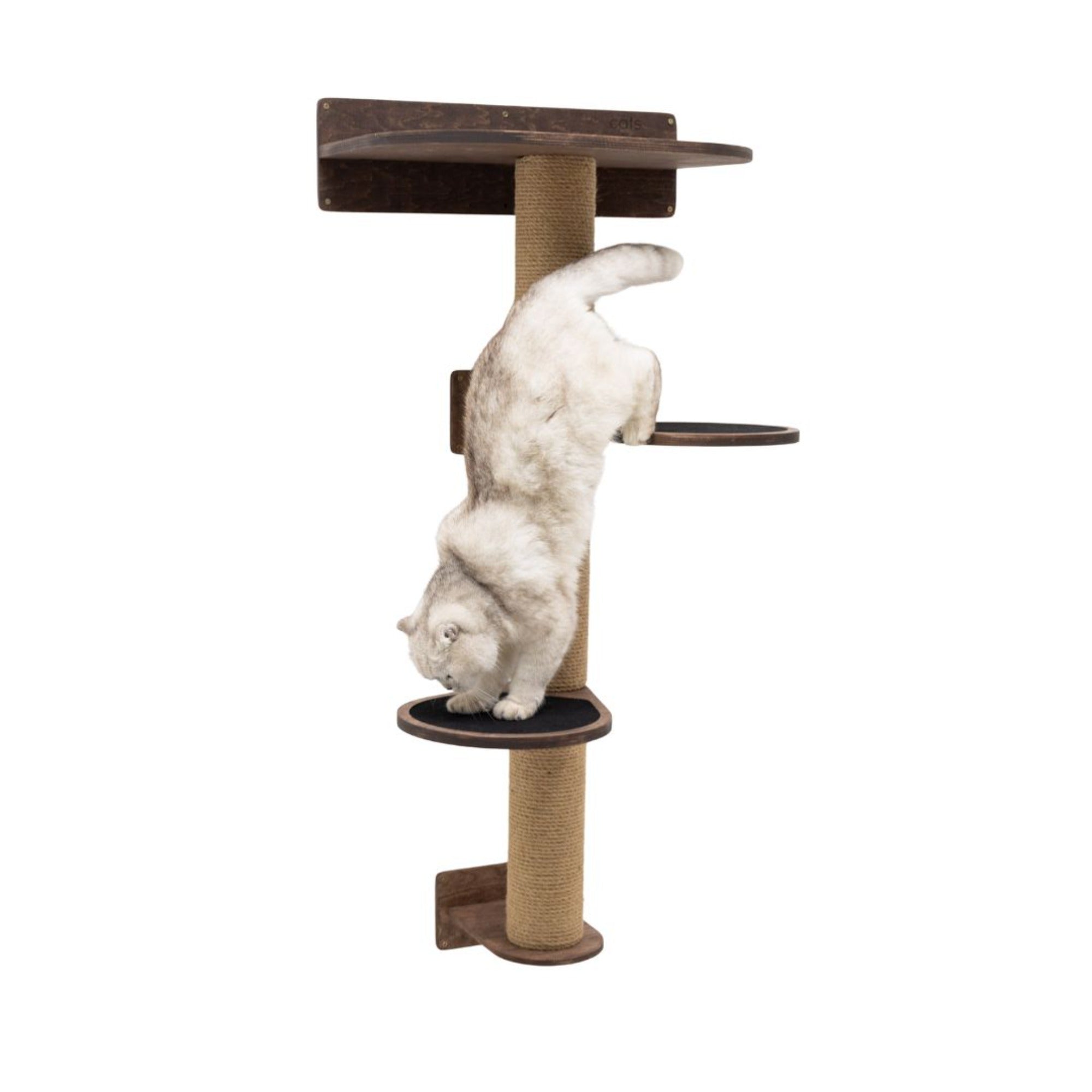 Medium Cat Tree – Dark Walnut, Plywood & Felt
