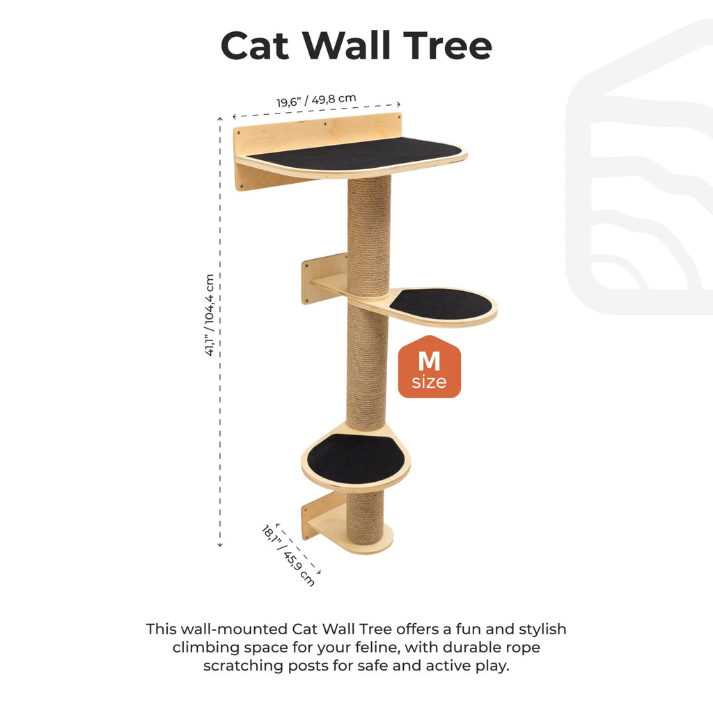 Medium Wall-Mounted Cat Tree – Light Finish