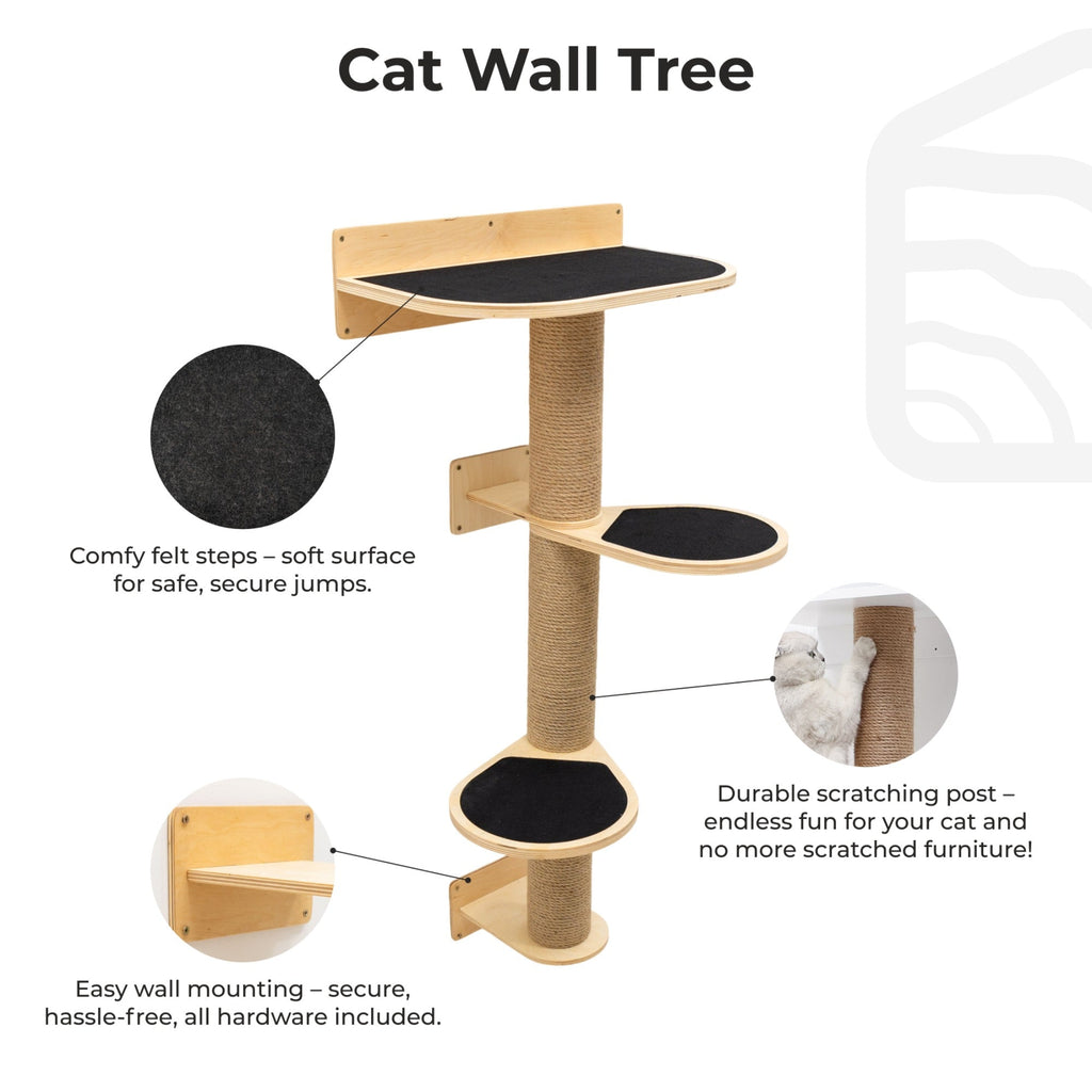 Medium Wall-Mounted Cat Tree – Light Finish