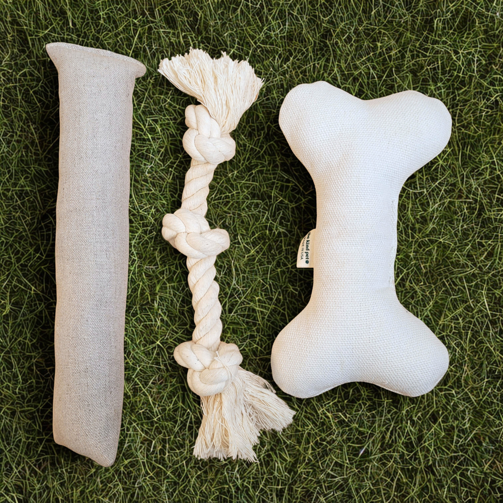 Natural Dog Toy Bundle – Hemp & Organic Cotton for Small/Medium Dogs