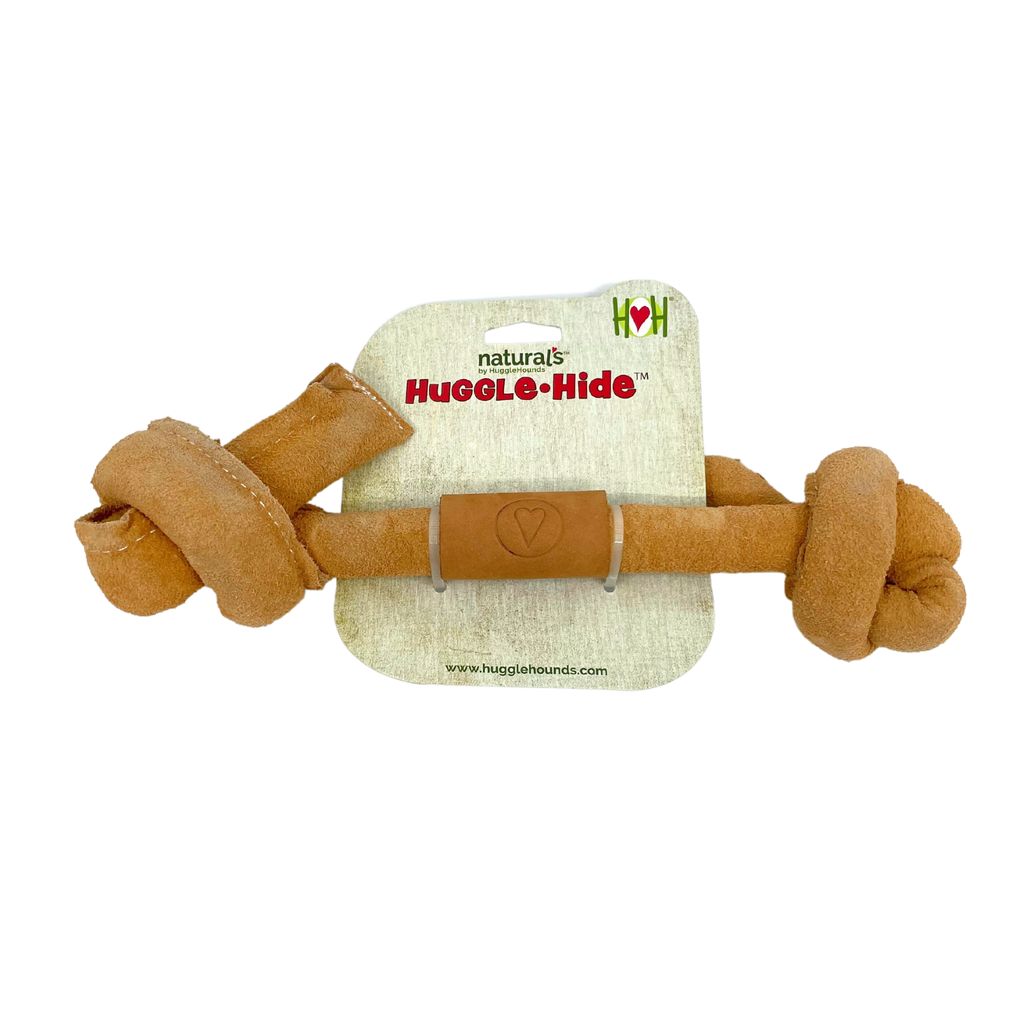 Huggle-Hide Natural Rawhide-Free Dog Bone with Cotton Rope Core
