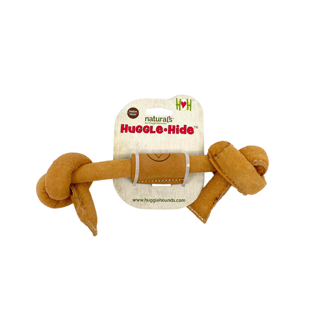 Huggle-Hide Natural Rawhide-Free Dog Bone with Cotton Rope Core