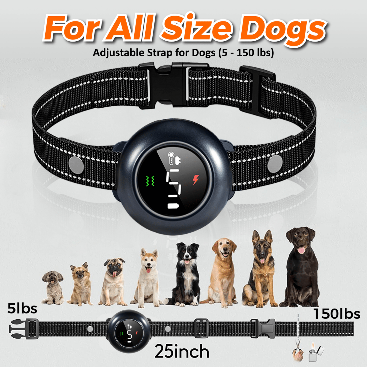 2-in-1 Dog Training and Bark Control Collar, Adjustable, Waterproof