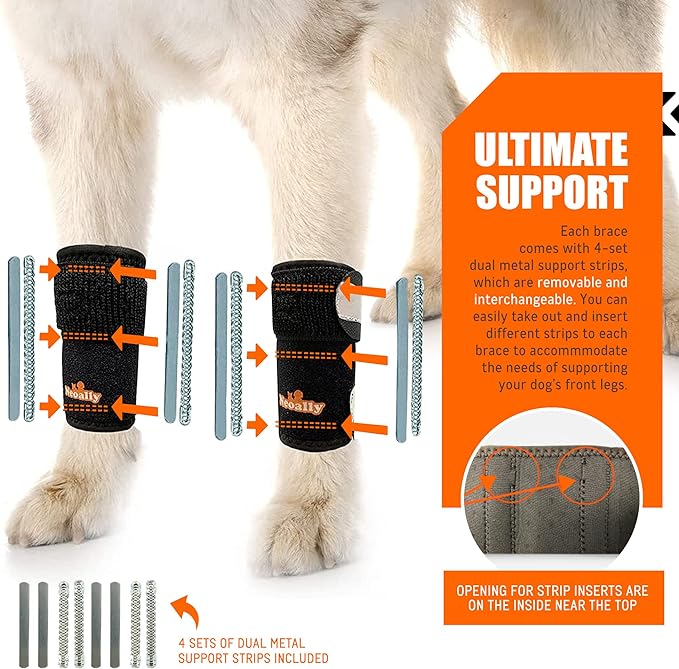 NeoAlly 3-in-1 Front Leg Dog Splint Braces with Neoprene