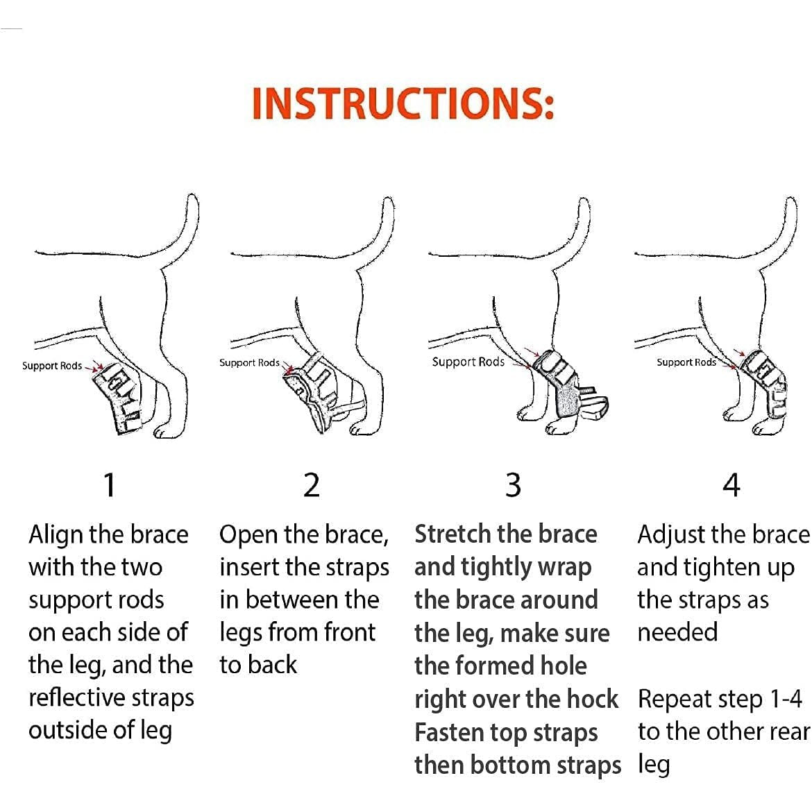 Rear Leg Braces for Dogs with Removable Metal Inserts (Pair)