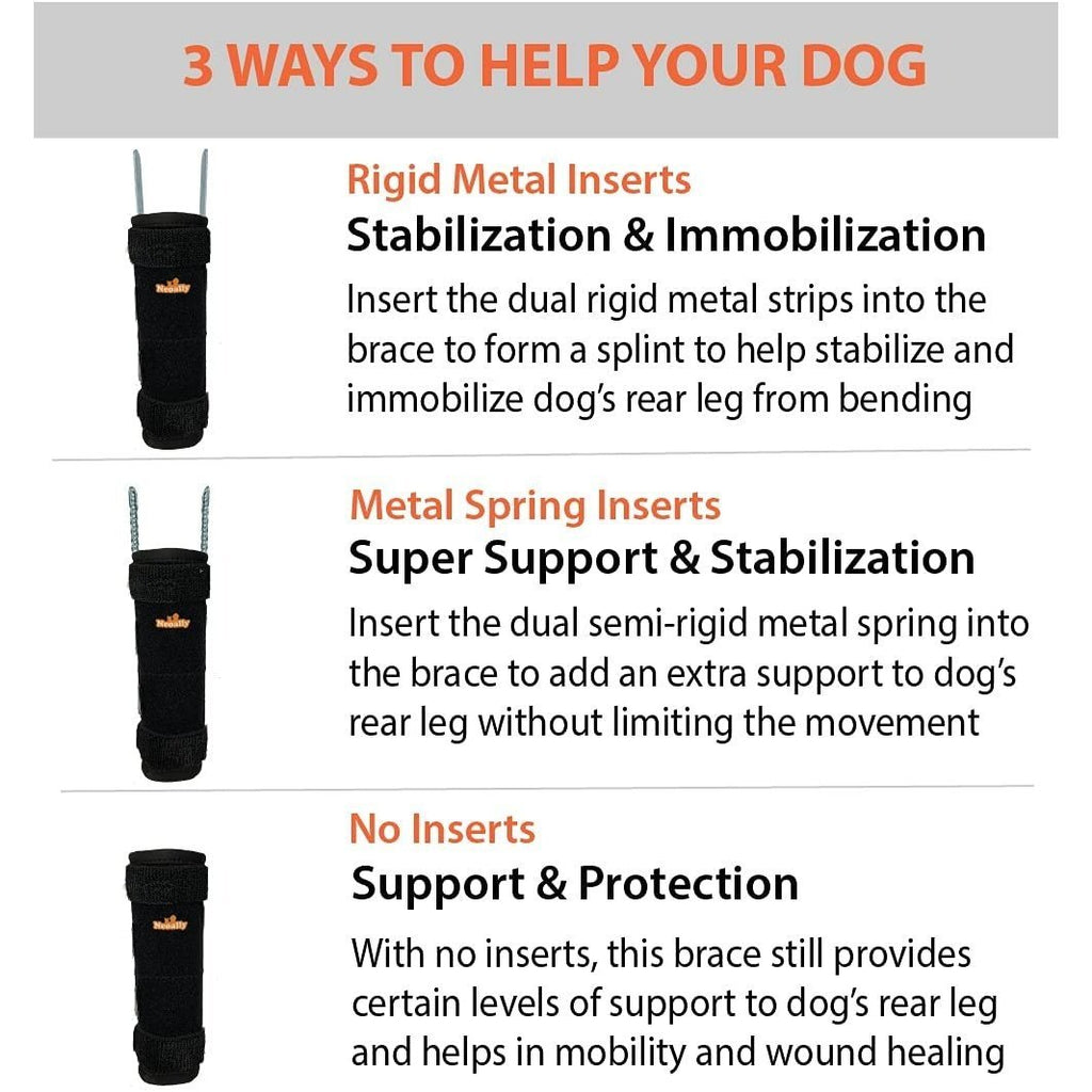 Rear Leg Braces for Dogs with Removable Metal Inserts (Pair)