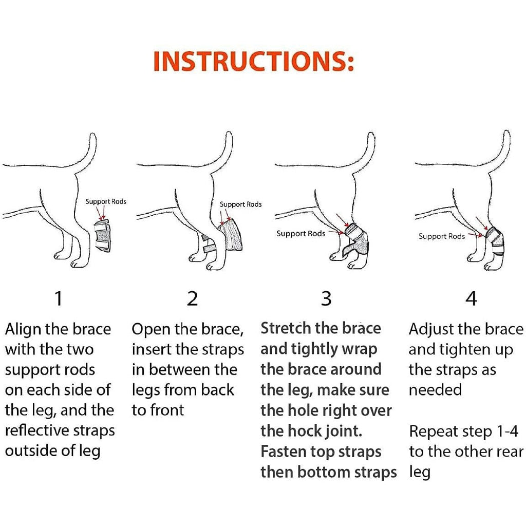 Rear Leg Hock Braces for Dogs with Removable Metal Inserts (Pair)