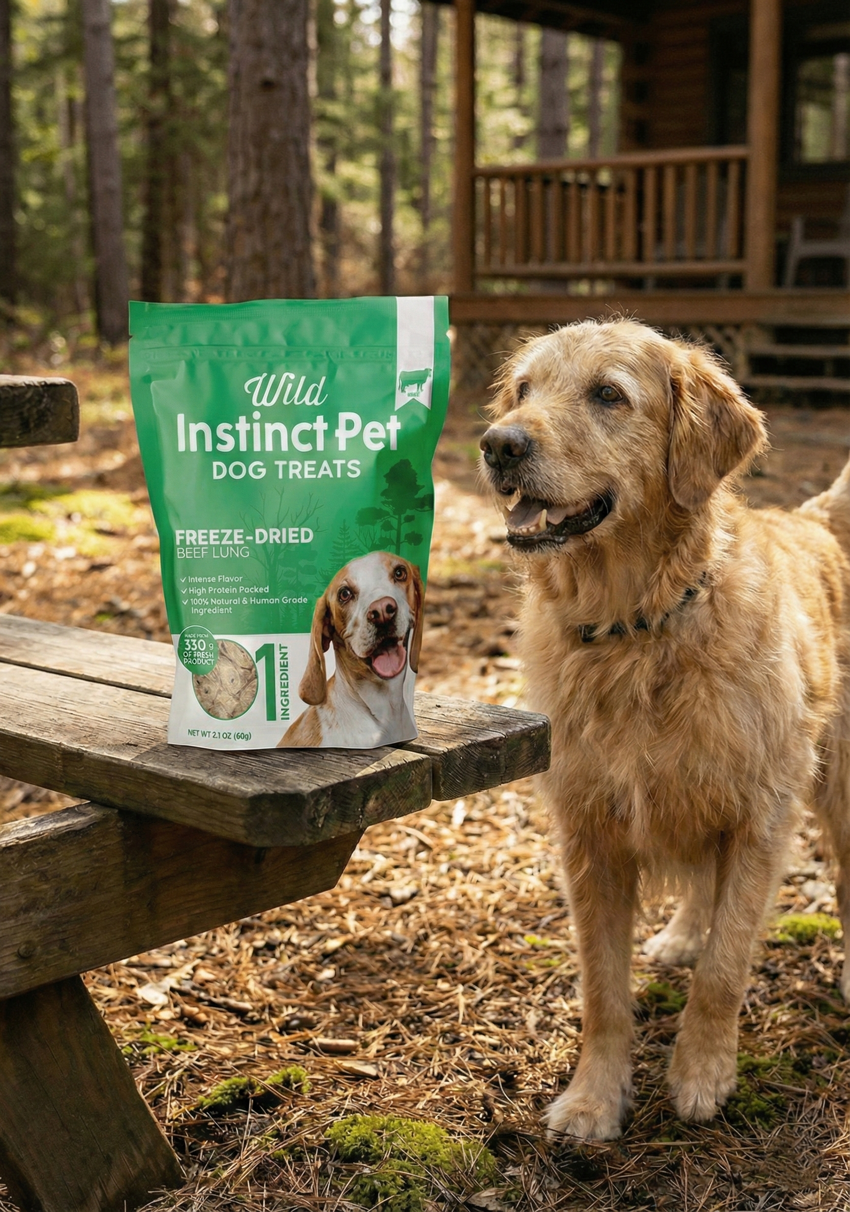 Freeze-Dried Beef Lung Dog Treats, Single Ingredient, 60g