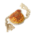 Chicken & Waffles Dog Rope Toy with Squeaker and Faux Fur