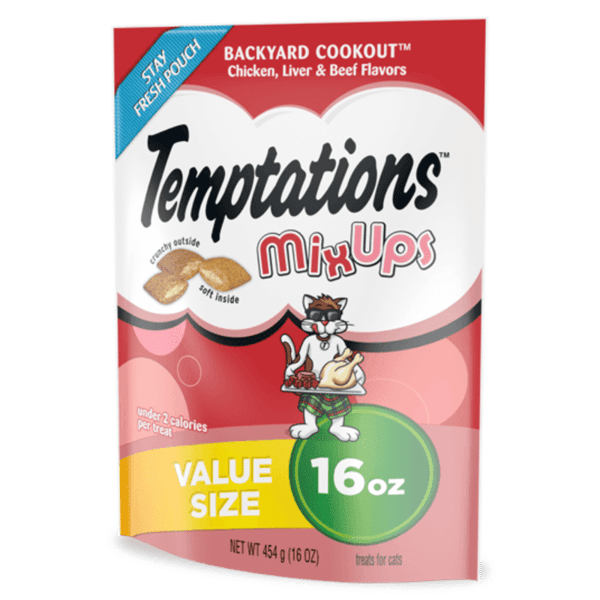 Adult Cat Treats with Chicken, Beef & Liver, Crunchy Outside, Soft Center