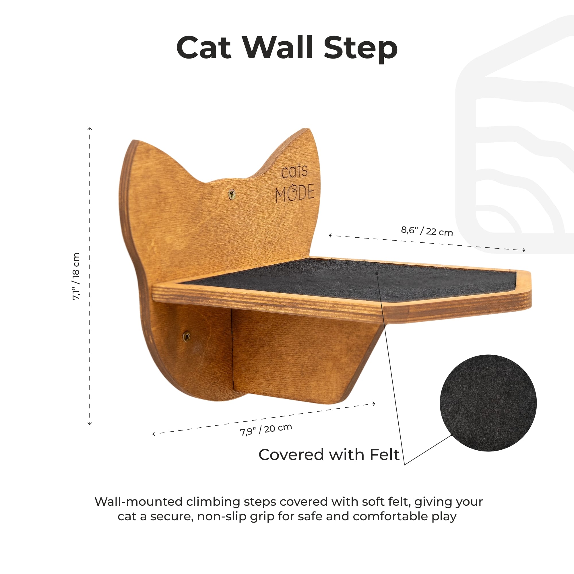 Wall-Mounted Cat Steps in Black Wood