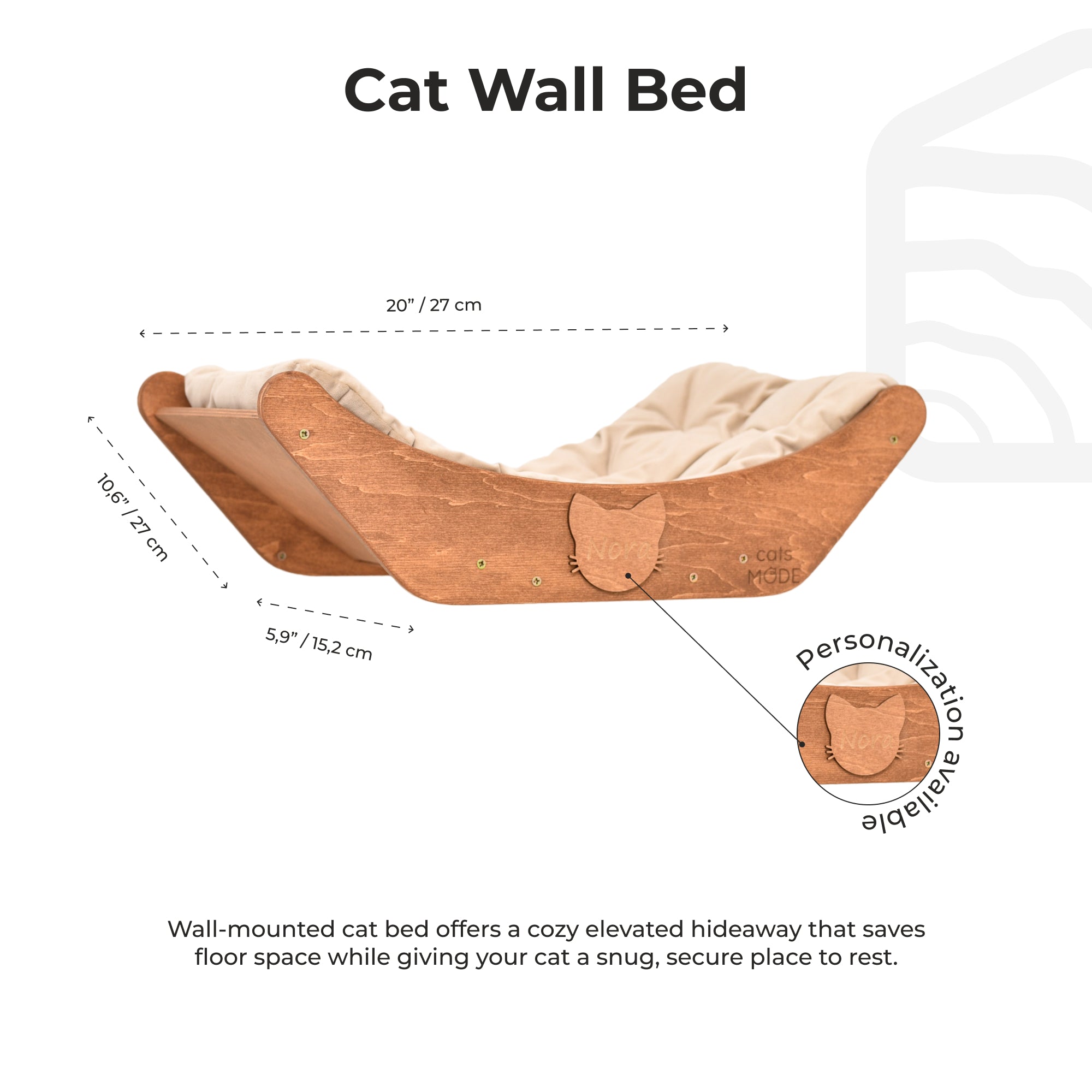 Floating Cat Shelf Bed – Wall-Mounted Perch by Enjoy The Wood