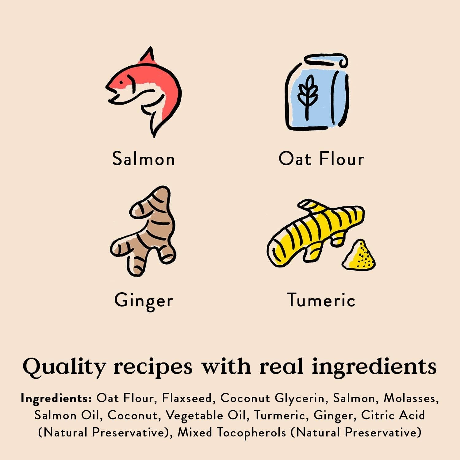 Soft-Baked Salmon Dog Treats with Oat Flour, 12 Ingredients