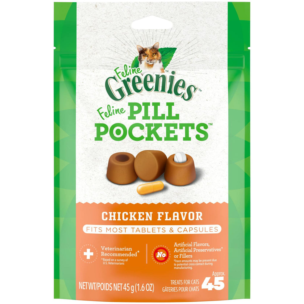FELINE GREENIES Pill Pockets Cat Treats Chicken Flavor 1.6 oz