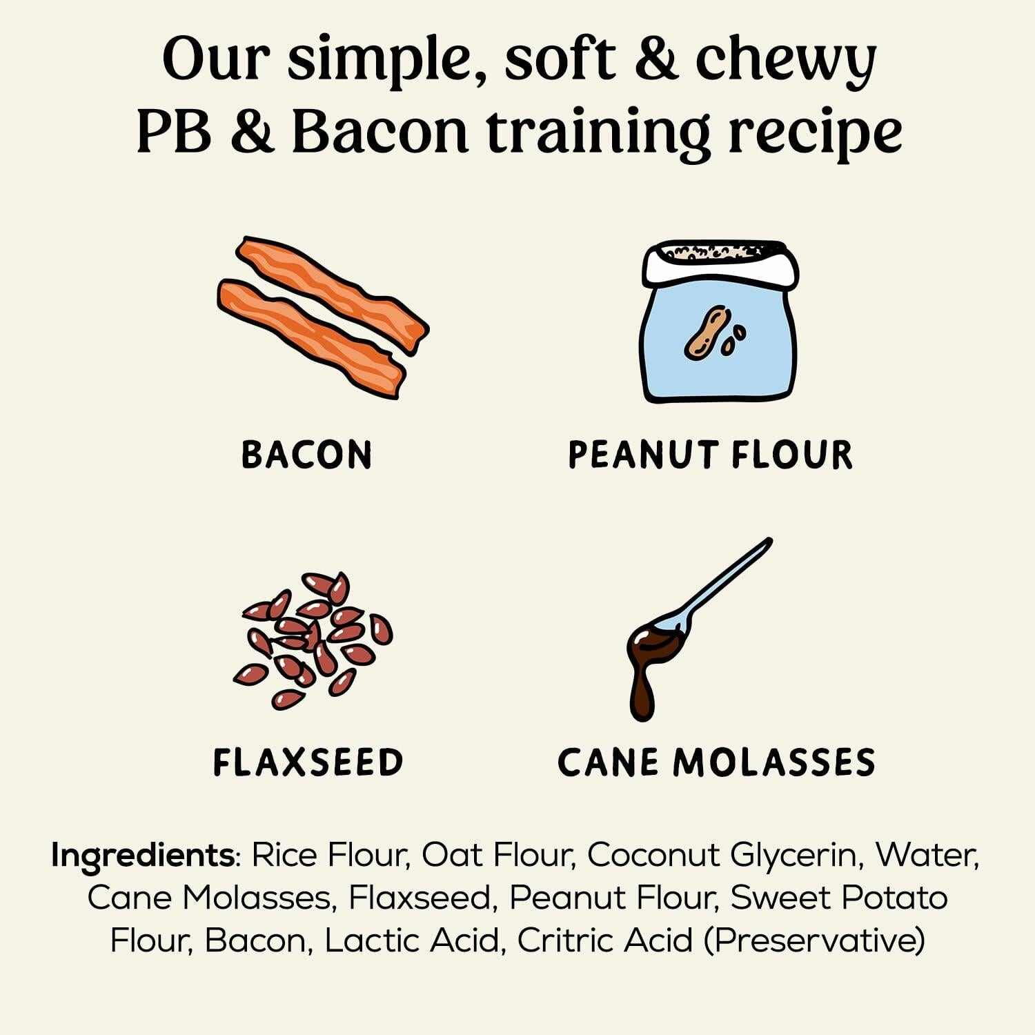 Soft Chewy Dog Training Treats with Bacon and Peanut Flour
