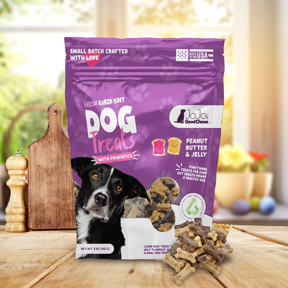 JoJo Good Chews Peanut Butter & Jelly Soft Dog Treats, 5 oz