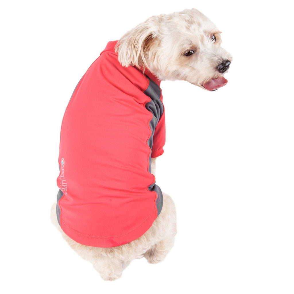 Pet Life ® Active 'Barko Pawlo' Relax-Stretch Quick-Drying Performance Dog Polo T-Shirt