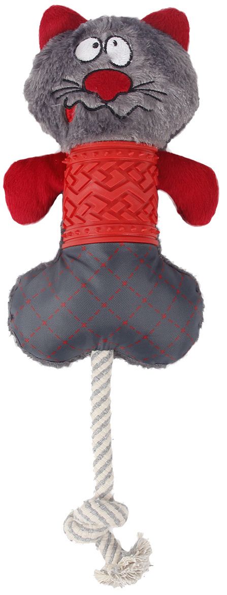 All-in-Fun Nylon, Rope, and Plush Squeaking Dog Toy, 16.9"