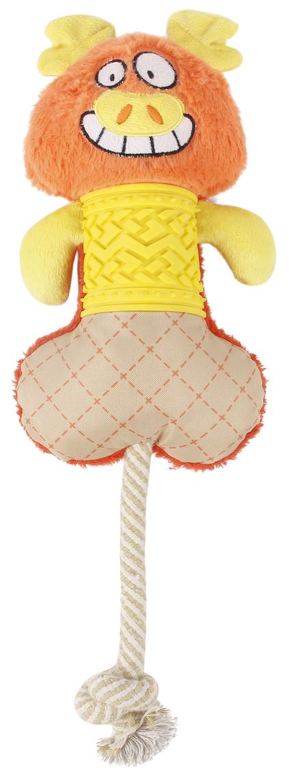 All-in-Fun Nylon, Rope, and Plush Squeaking Dog Toy, 16.9"