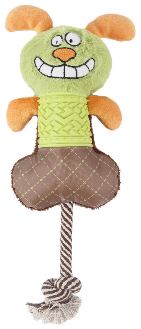 All-in-Fun Nylon, Rope, and Plush Squeaking Dog Toy, 16.9"