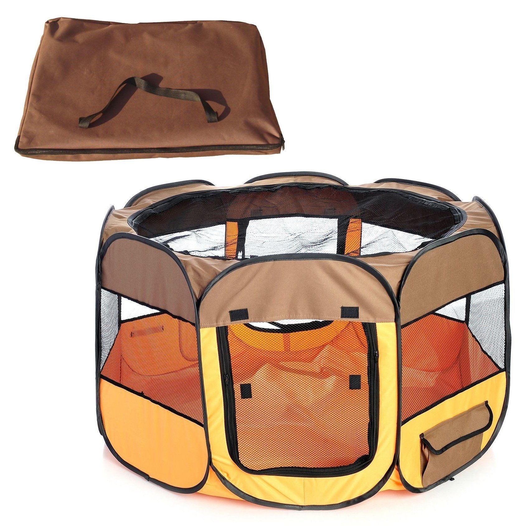 Lightweight Folding Travel Dog Playpen with Mesh Panels
