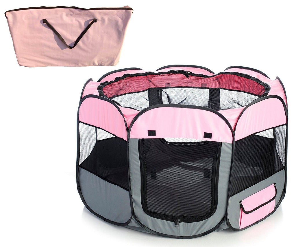 Lightweight Folding Travel Dog Playpen with Mesh Panels