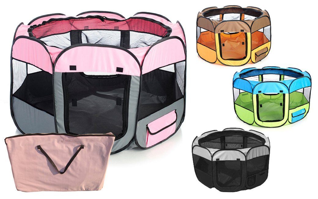 Lightweight Folding Travel Dog Playpen with Mesh Panels