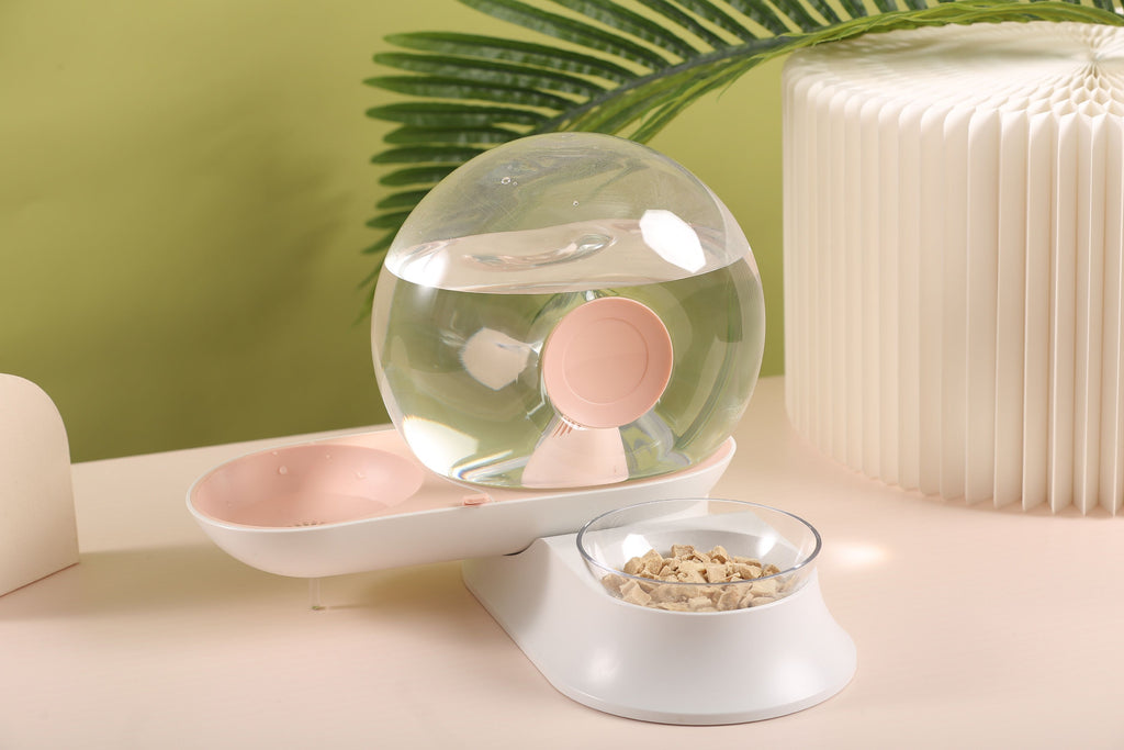 2-in-1 Snail-Shaped Filtered Water and Food Bowl for Cats and Small Dogs