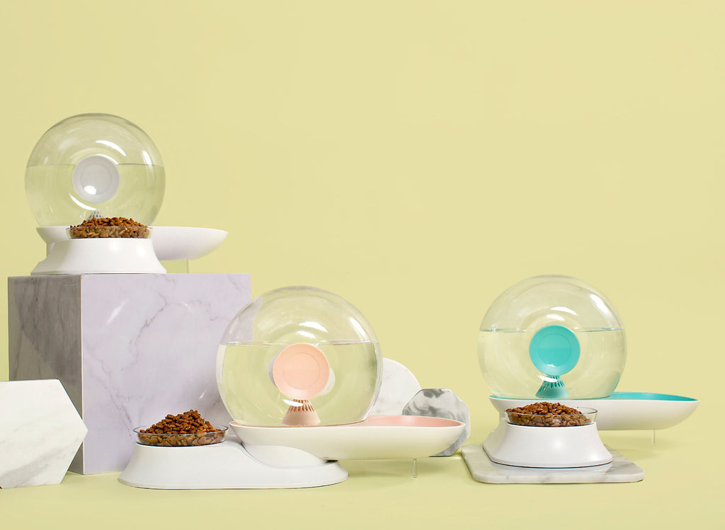 2-in-1 Snail-Shaped Filtered Water and Food Bowl for Cats and Small Dogs