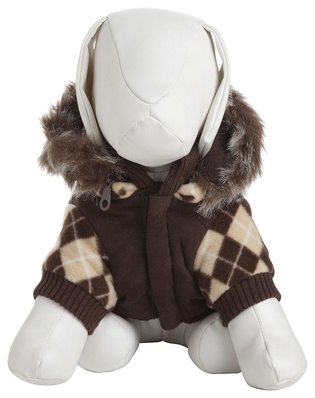 Suede Argyle Dog Sweater Coat with Removable Hood