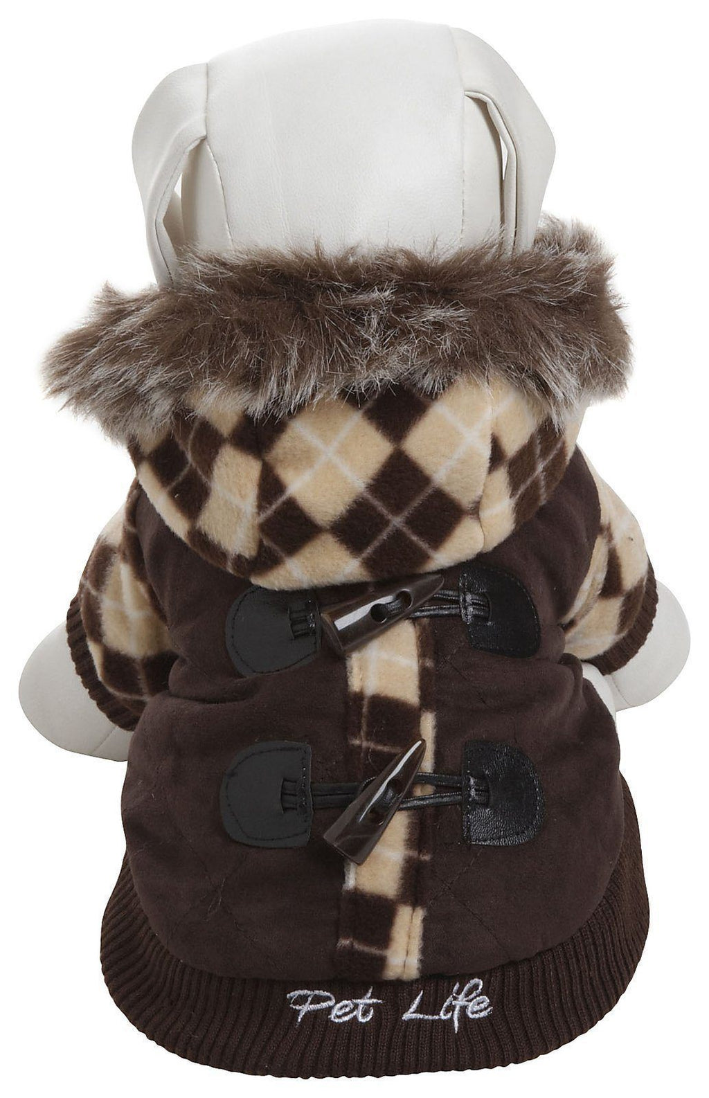 Suede Argyle Dog Sweater Coat with Removable Hood