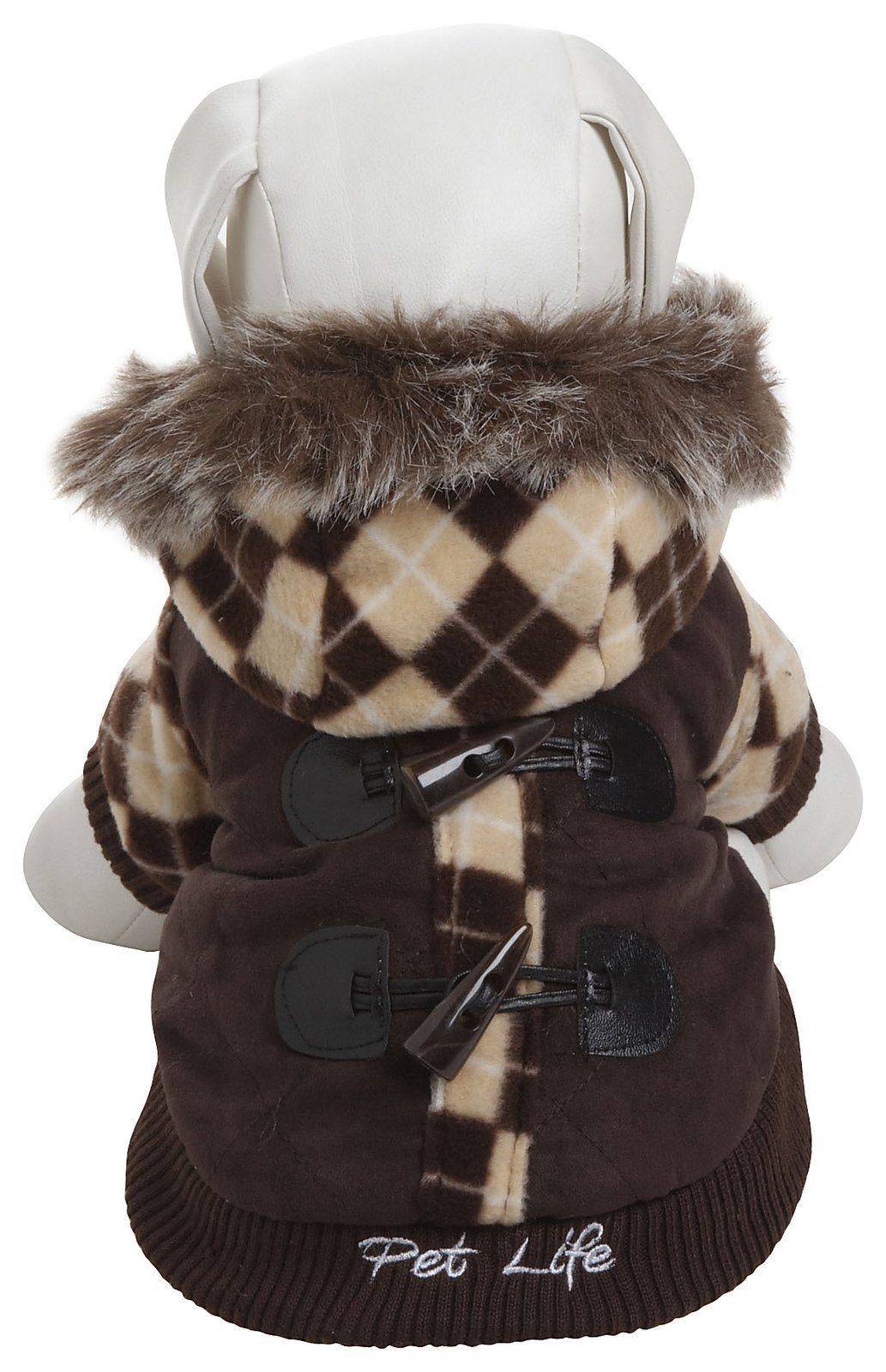 Suede Argyle Dog Sweater Coat with Removable Hood