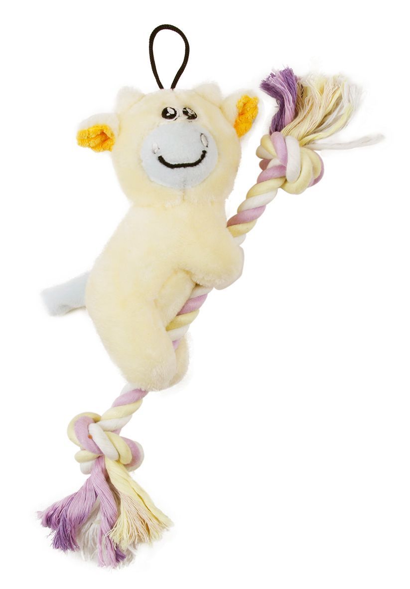 Broom-Lick Plush & Jute Rope Squeaking Toy for Puppies and Kittens