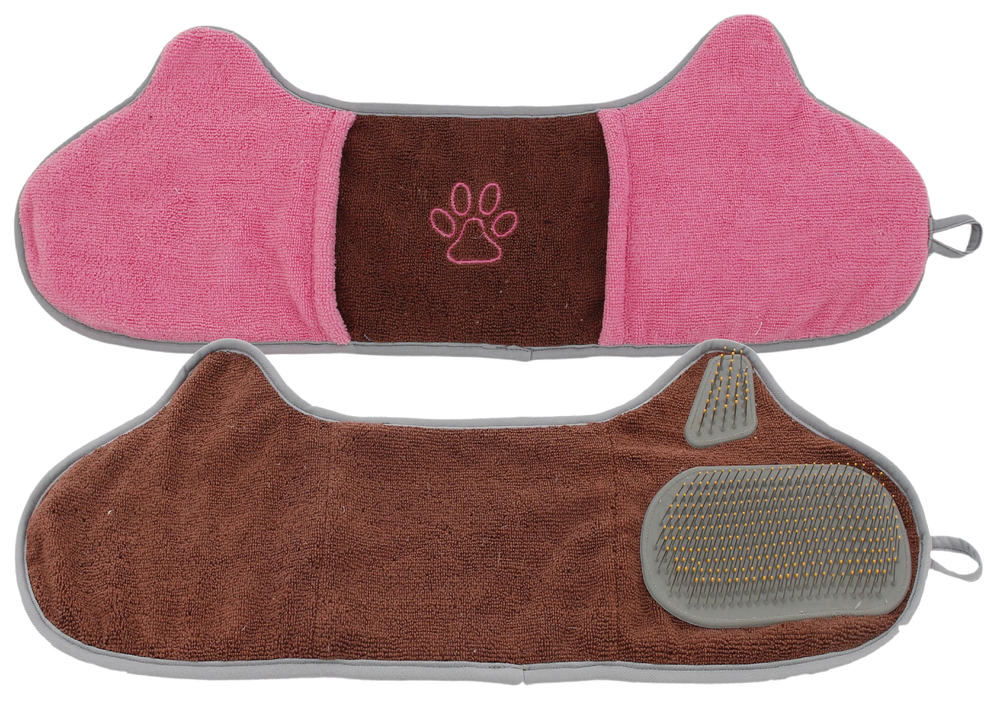 2-in-1 Microfiber Grooming Towel and Brush for Cats & Dogs