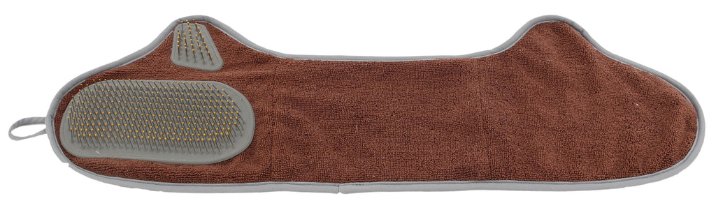 2-in-1 Microfiber Grooming Towel and Brush for Cats & Dogs
